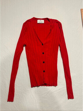 Allude Women’s V-Neck Red Knit Cardigan size XS